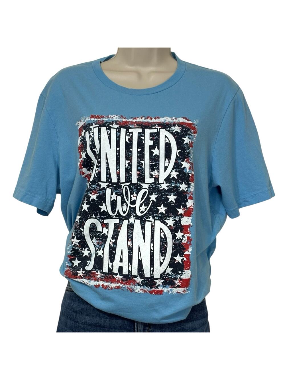 Patriotic Tee Red White Blue Fourth of July Women's T-Shirt Size Large
